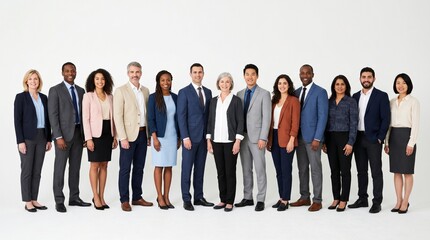 Fototapeta premium Diverse group of business professionals standing together in formal attire