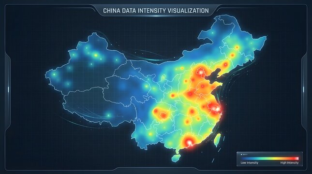 Heatmap of China Showing Data Intensity with Gradient Colors