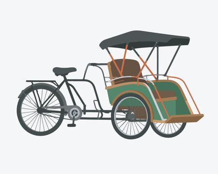 Traditional bicycle rickshaw pedicab isolated vector illustration
