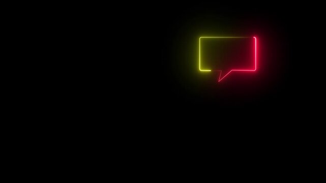 Neon mail icon animation on black background. Sleek and vibrant neon violet message box animation.