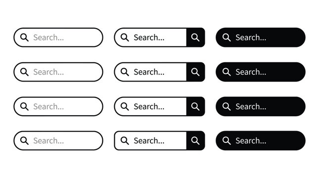 Web ui search bar line and silhouette input layout collection for browser interface