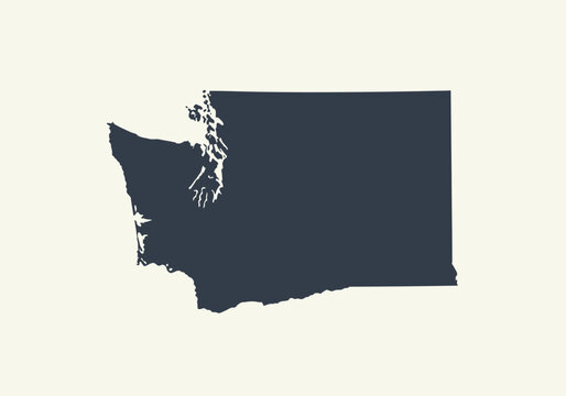 Washington State Map Silhouette - Minimalist Dark Blue PNW Outline