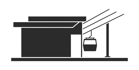 Minimalist Cable Car Station Silhouette Icon for Mountain Resort and Ski Lift Transportation Systems © ARIF