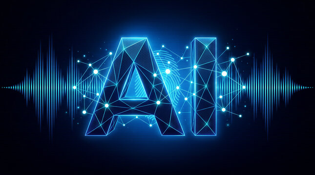 Artificial Intelligence Network, AI Audio Processing, Machine Learning Concept, Futuristic digital intelligence system with neural connections voice recognition and advanced technology