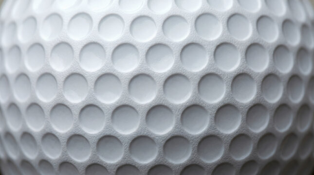 macro view of the uniform texture and distinctive dimples of a pristine white golf ball filling the entire frame to build a sophisticated and clean athletic pattern