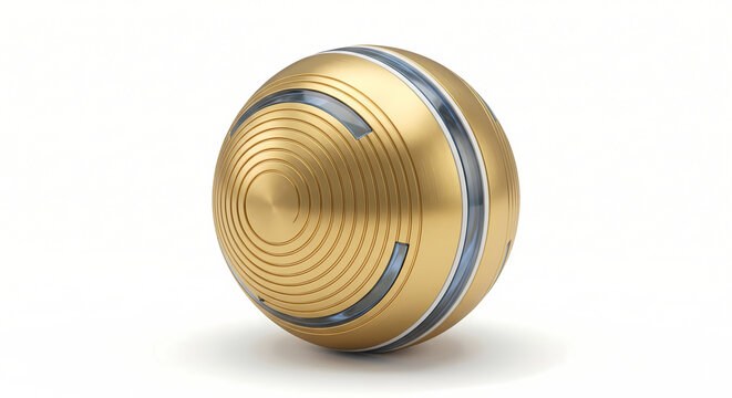 3D isometric professional track shot put ball icon, brushed victory gold heavy sphere.