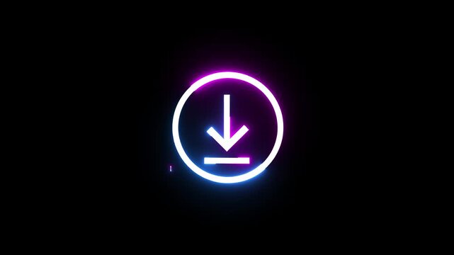 Neon modern business arrow animation on black background. Finance growth, success, and progress  digital  arrow animation.