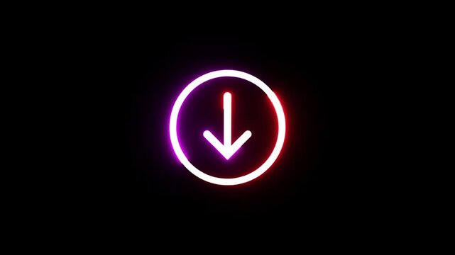 Neon modern business arrow animation on black background. Finance growth, success, and progress  digital  arrow animation.