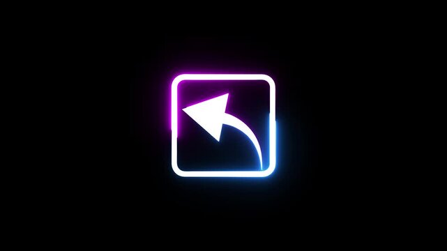 Neon arrow business icon animation. Upward business arrow concept. Animation of representing down trend motion on black background.