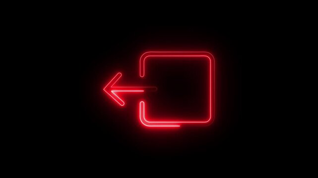 Neon arrow business icon animation. Upward business arrow concept. Animation of representing down trend motion on black background.