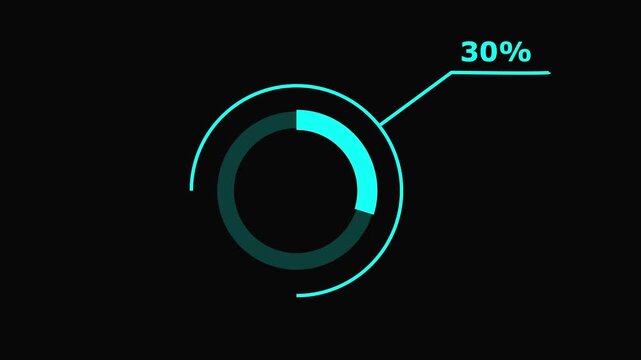 Animated Teal Pie Chart Infographic 70 Percent on Black Background for Data Visualization and Business Presentation.