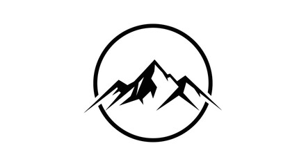Minimalist Mountain Peak Logo Icon in a Circle © kiki__