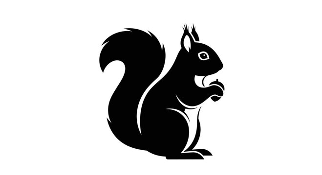 Minimalist Black Squirrel Silhouette Vector Illustration