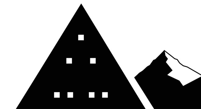 Minimalist Triangle Pyramid and Mountain Peak Vector Icon
