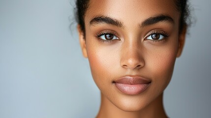 Fototapeta premium Captivating close-up portrait of a natural beauty studio setting photography calm background eye-level view realism