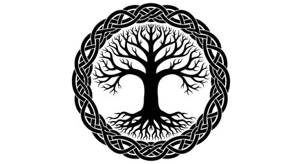 Obraz premium Black and White Celtic Tree of Life Symbol