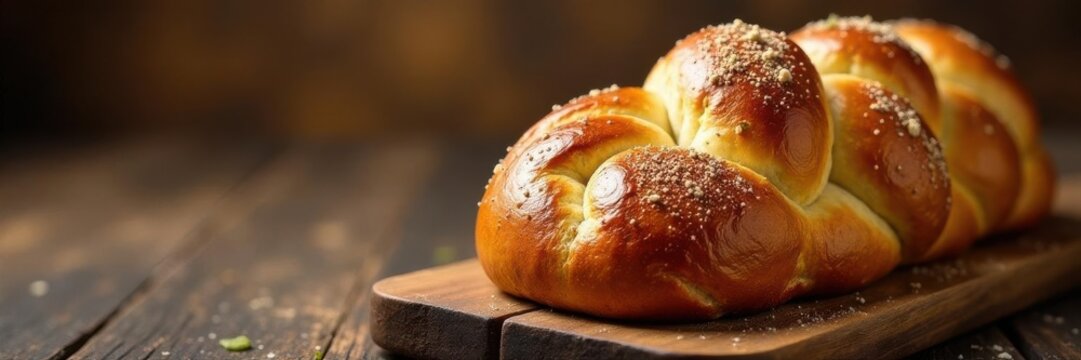 Golden braided challah, Sabbath Kiddush setup , ritual, pastry