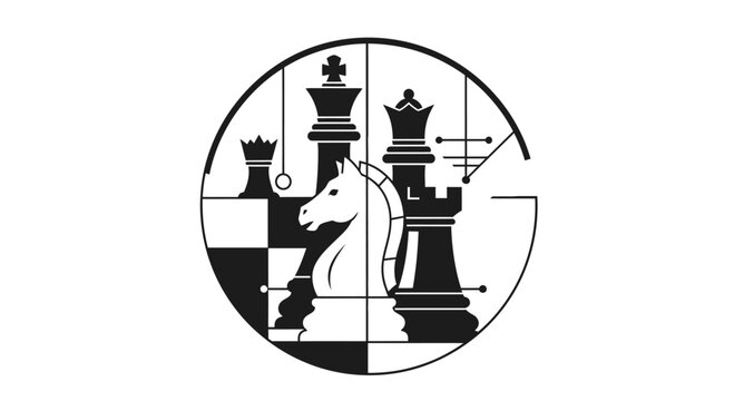Minimalist Chess Piece Circle Emblem Design