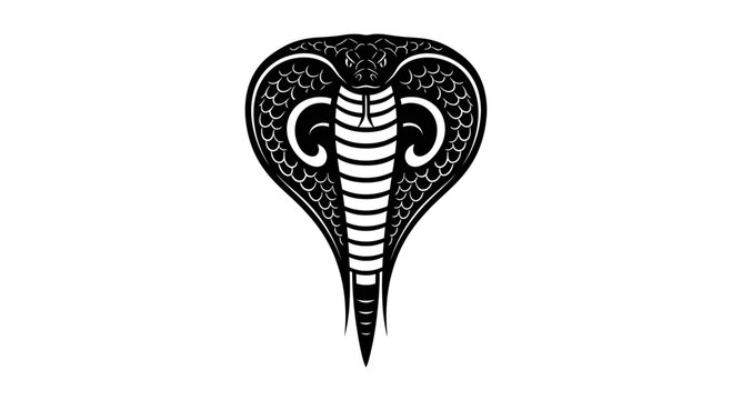 Stylized Black and White Cobra Snake Emblem Illustration