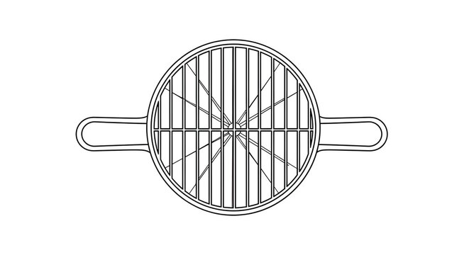 Circular metal grill grate outline vector illustration.