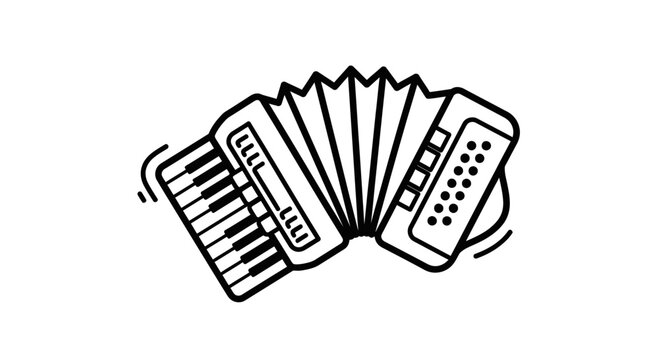 Minimalist Line Art Illustration of an Accordion Musical Instrument