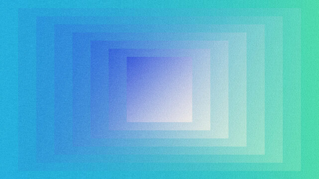 Abstract background with concentric blue-green gradient squares, grainy texture, and symmetrical rhythmic geometric pattern.