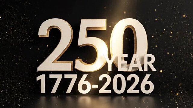 Celebration of 250 Years of Progress from 1776 to 2026 with a Glittering Anniversary Display