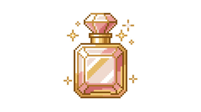 Pixel art perfume bottle design.