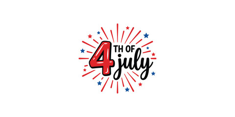 Festive fourth of july typography design with fireworks illustration for patriotic celebrations and american independence day marketing © MSTJOYTERA