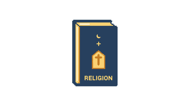 Religion Book with Cross Symbol.