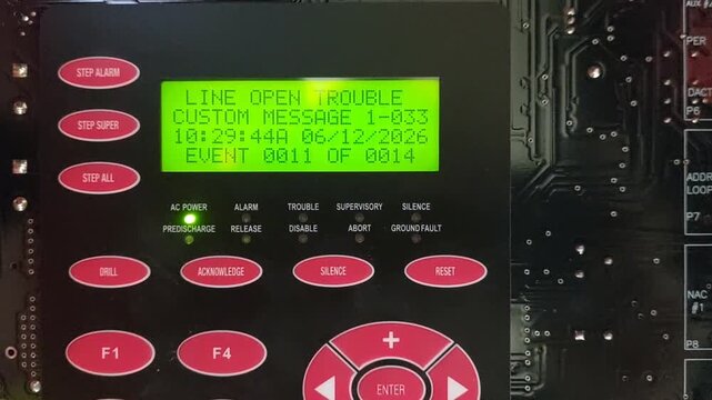 Active alarm on the fire suppression display control module