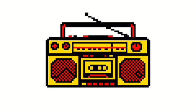 Retro Yellow Boombox Stereo Radio.
