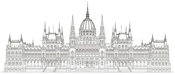 Obraz premium Gothic style building with dome and spires