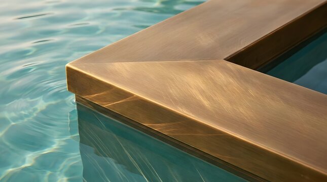 Brushed Bronze Pool Coping Metallic Finish Detail