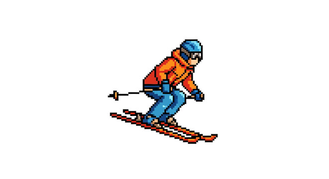 Skier in action on snow slope.