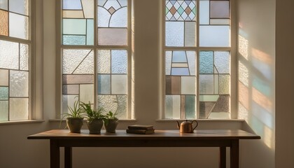 Fototapeta premium Filtered Light Through Glass Indoor Reflection