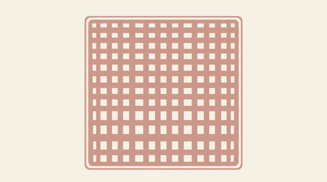 Vintage terracotta checkered pattern design on a cream background with a rounded square frame for classic aesthetic textile wallpaper