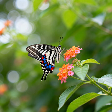 Zebra Swallowtail Butterfly on Lantana Flower