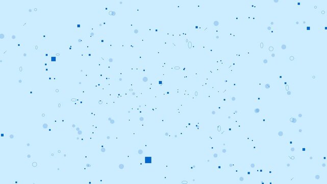 Minimalist light blue background animation featuring floating abstract geometric shapes like circles and squares, creating a clean technology backdrop with soft dynamic particle movement