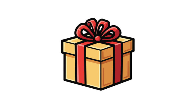 Wrapped gift box with ribbon bow.