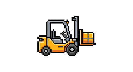Naklejka premium Yellow Forklift with Orange Pallet.