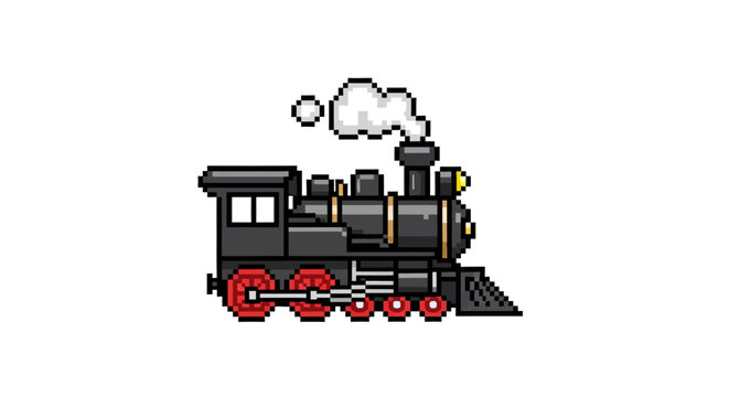 Vintage Steam Locomotive Train Engine Machine.