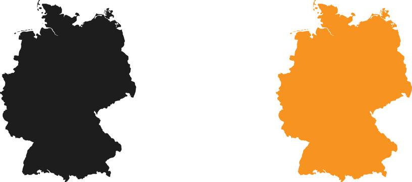 Black and orange silhouette map of germany on a simple graphic design