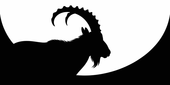 Alpine Ibex Silhouette Vector Design Minimalist Mountain Goat Graphic Illustration for Rugged Branding