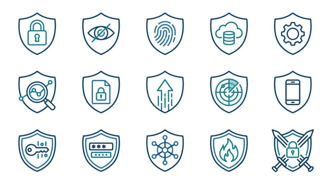 Cybersecurity and Data Protection Icons Set