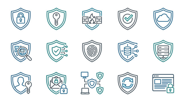 Cybersecurity and Data Protection Icons