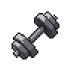 Obraz premium Pixel Art Dumbbell Vector Illustration for Retro Game Asset