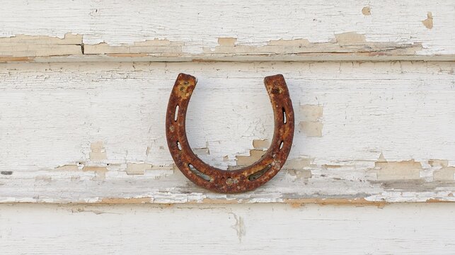 criminalizing. A single faded horseshoe on weathered barn siding, peeling paint, soft natural light, symbolic of past labor. safety posters.