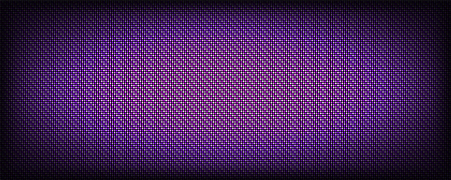Dark purple pixel screen pattern. LED TV screen background. LCD display grid dots wallpaper. Glowing diode pixels videowall concept. Projector or television monitor texture backdrop. Vector wallpaper