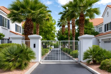 Fototapeta premium Gated community access with private security entrance